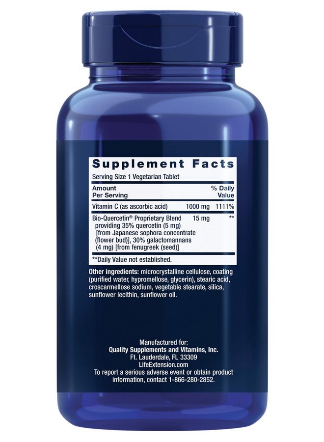 Life Extension Vitamin C & Bio-Quercetin Phytosome - Vitamin C Plus Ultra-Absorbable Quercetin for Immune Support - Gluten-Free, Non-GMO, Vegetarian - 250 Vegetarian Tablets - Image 2