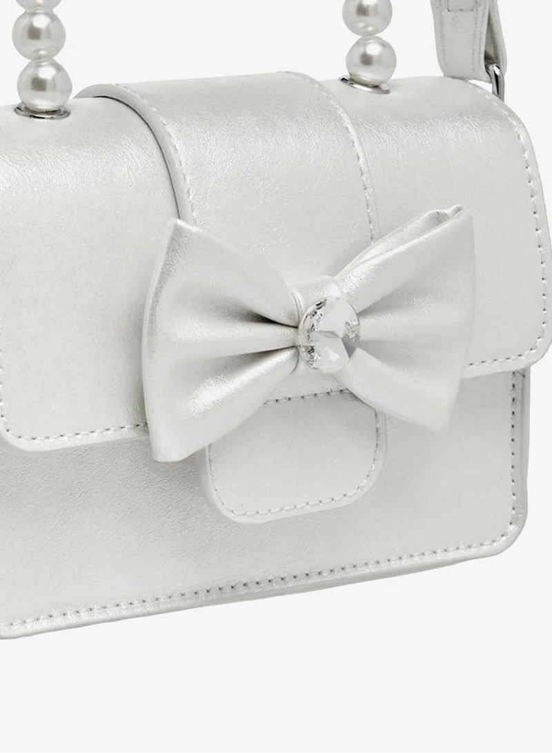 Celeste WHITE Bow Applique Crossbody Bag with Pearl Handle for Women | Best Price UAE