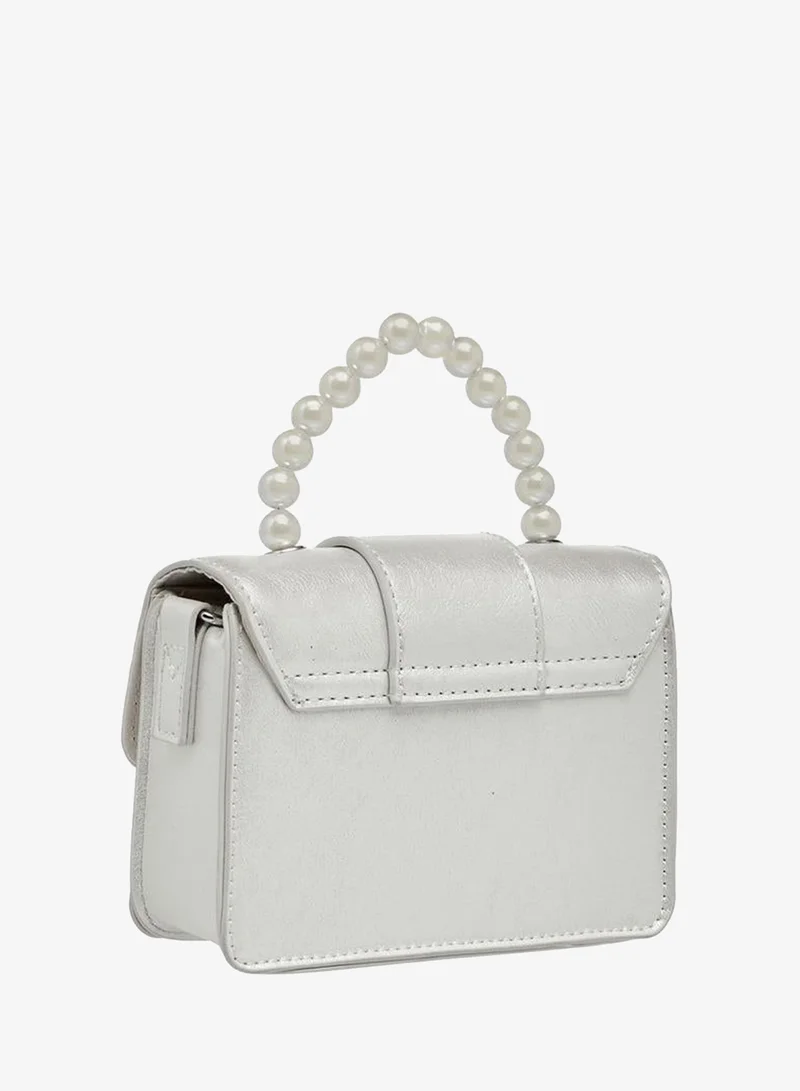Celeste WHITE Bow Applique Crossbody Bag with Pearl Handle for Women | Best Price UAE