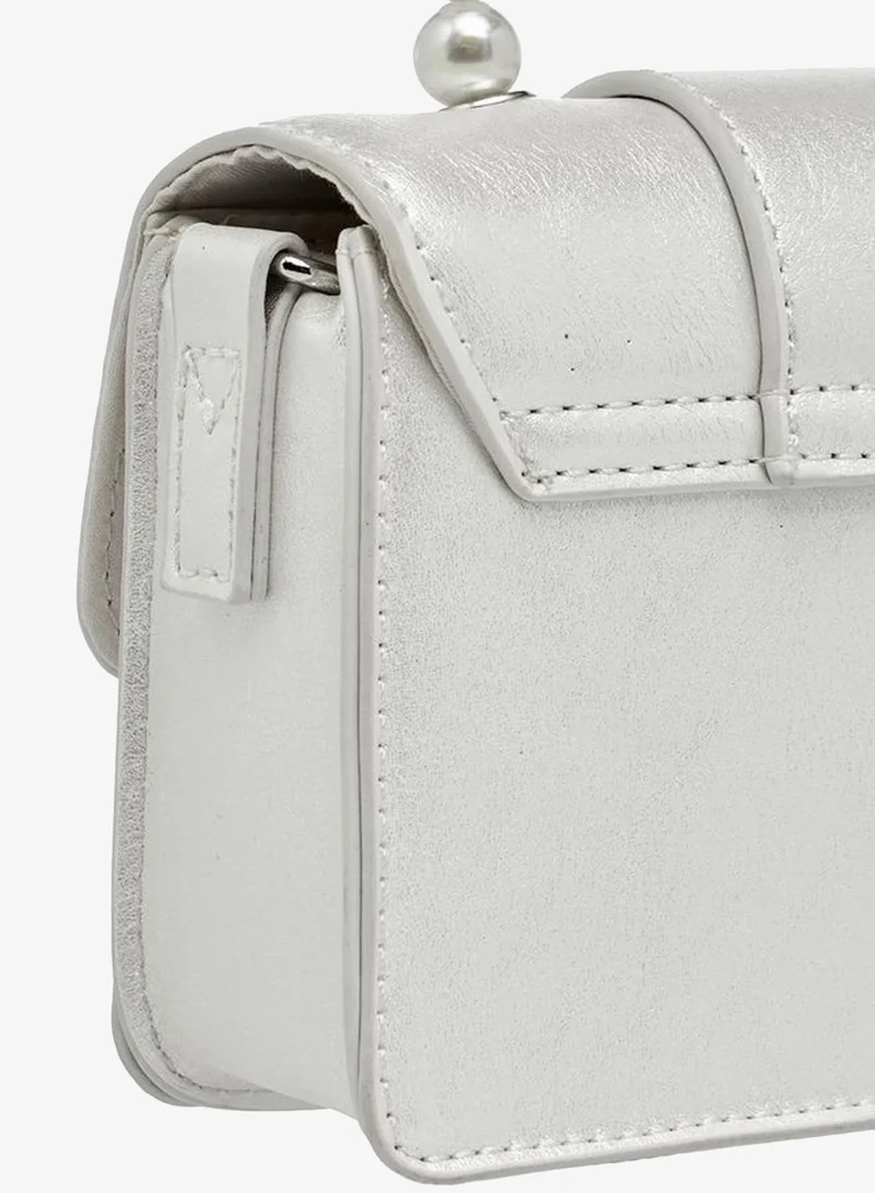 Celeste WHITE Bow Applique Crossbody Bag with Pearl Handle for Women | Best Price UAE