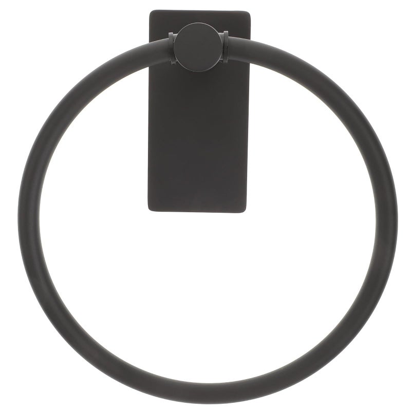 Black Stainless Steel Punch Free Wall Mounted Towel Ring Holder for Bathroom Kitchen - Image 2