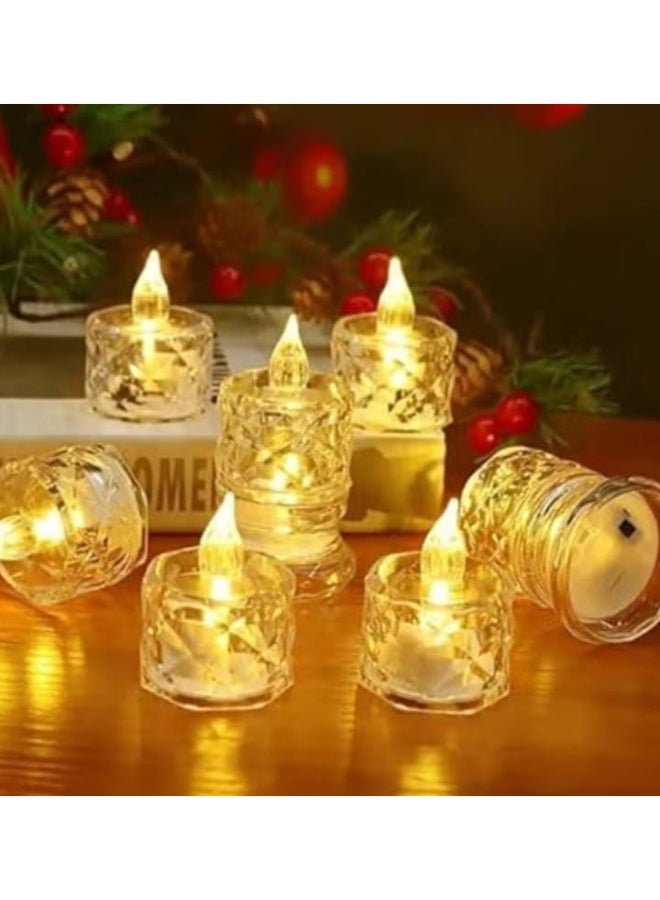 6 قطع - مصابيح LED كهربائية بدون لهب أو دخان، شمعة كريستالية - Image 1