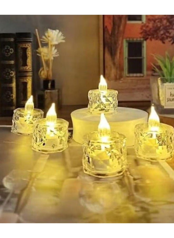 6 قطع - مصابيح LED كهربائية بدون لهب أو دخان، شمعة كريستالية - Image 3