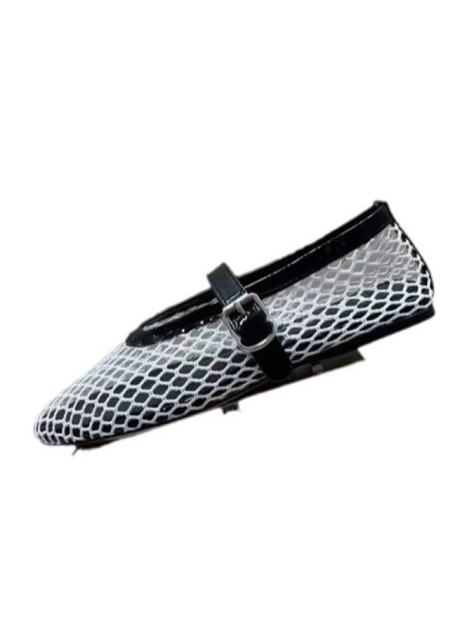 SUGO New Show Shoes High Set Mesh Niche Design Round Toe Ballet Shoes Sandals - Image 2
