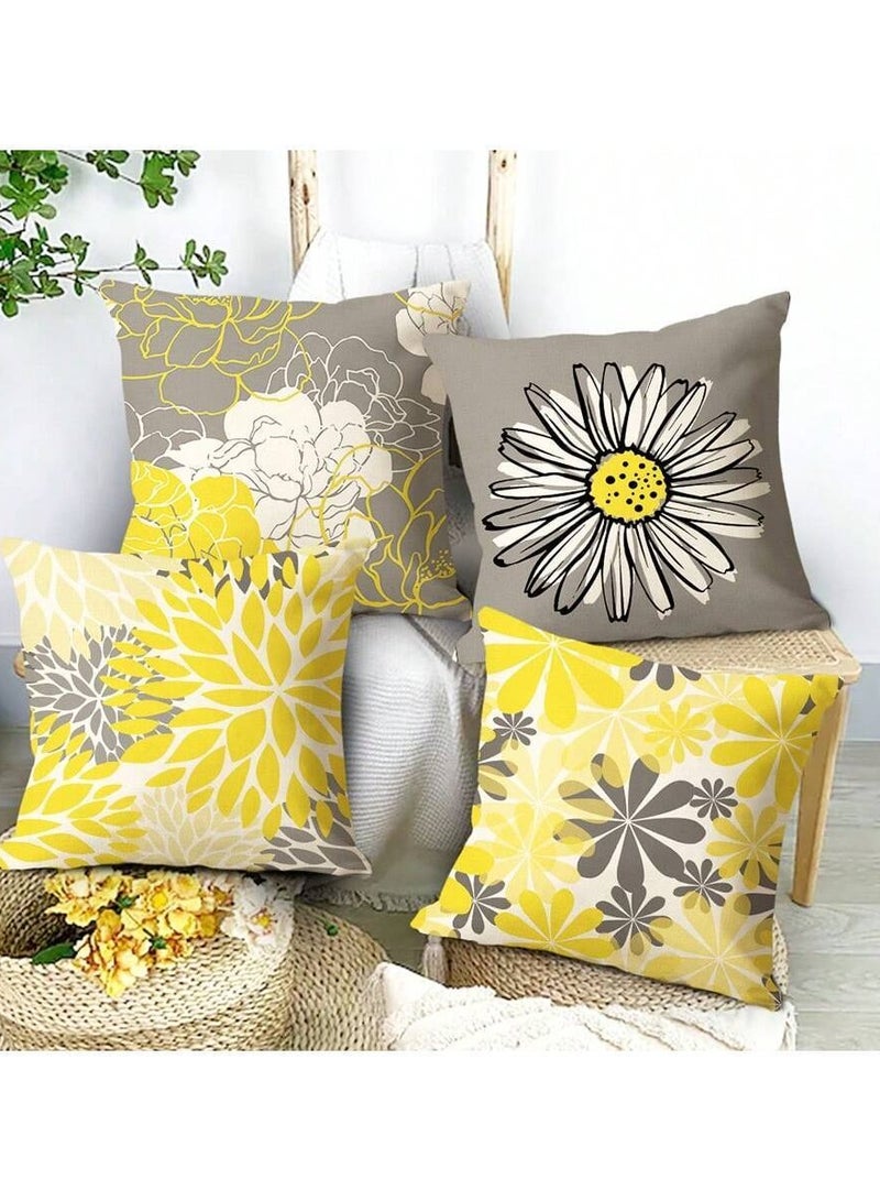 غطاء وسادة طقم من 4 قطع بالوان زهية و ثابتة  مقاس 45 سم × 45 سم بدون حشوة - Image 3