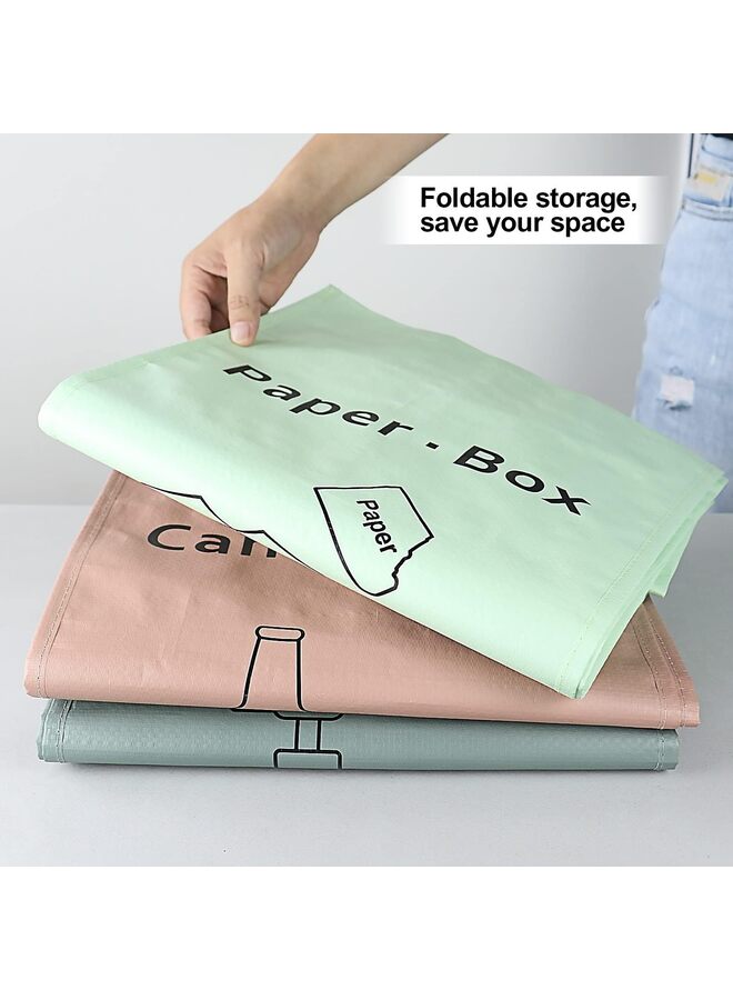 قطع من أكياس سلة المهملات المنفصلة القابلة لإعادة التدوير للمطبخ والمنزل - صناديق إعادة التدوير (وردي، أخضر، رمادي) منظم فرز النفايات - Image 5