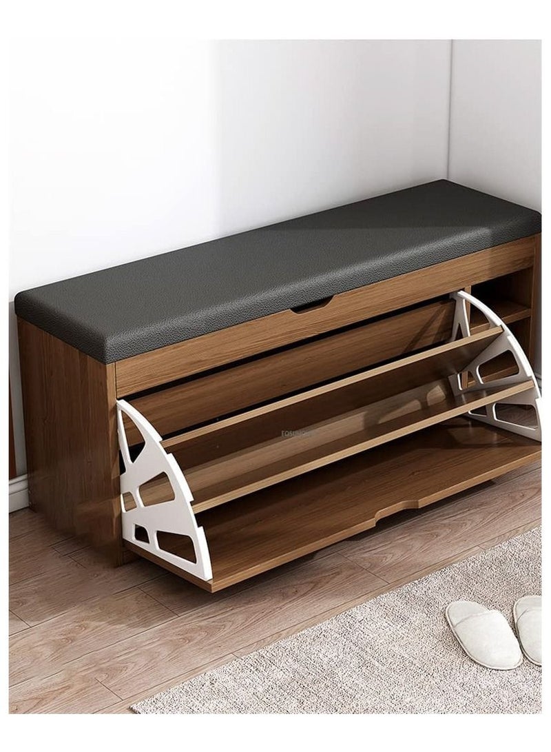ياميم Yameem مقعد خشبي للأحذية مع مقعد لتغيير الأحذية ، خزانة أحذية قابلة للطي للمقعد - Image 3
