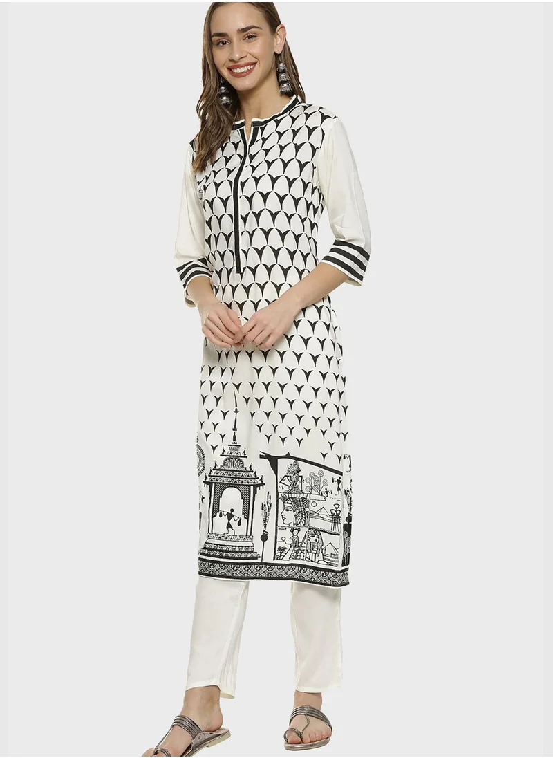 Instafab Printed Kurti and Pant Set