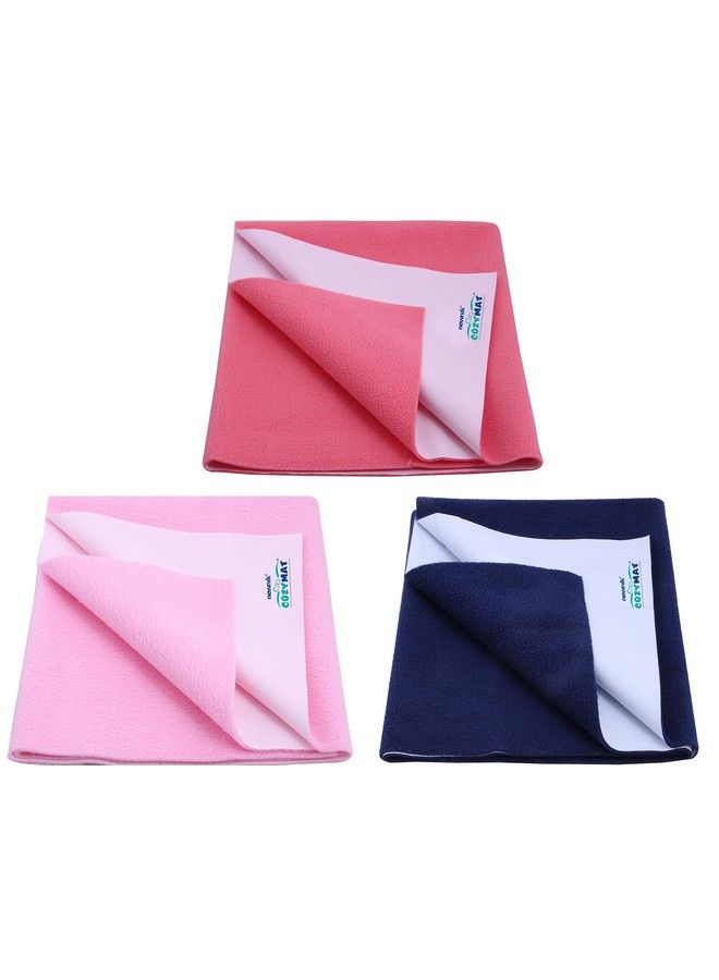 Newnik Baby Dry Sheets For Baby Rubber Sheet For Baby Baby Mat Waterproof Baby Bed Protector Waterproof Combo Pack (Small Salmonrosepinknavyblue) - Image 2