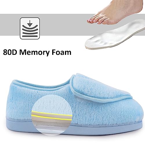 Git-up Women Diabetic Slippers Arthritis Edema Memory Foam Closed Toed Slippers, Blue, 8 D(M) US - Image 4