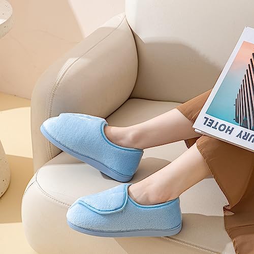 Git-up Women Diabetic Slippers Arthritis Edema Memory Foam Closed Toed Slippers, Blue, 8 D(M) US - Image 2