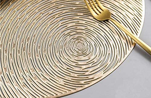 Home-Cloud HomeCloud Polyester Round PVC Table Mat | Cutwork Design Dining Table Placemat for Dining, Dressing & Bedside Tables | Durable & Easy to Clean (Gold, Set of 4) - Image 3