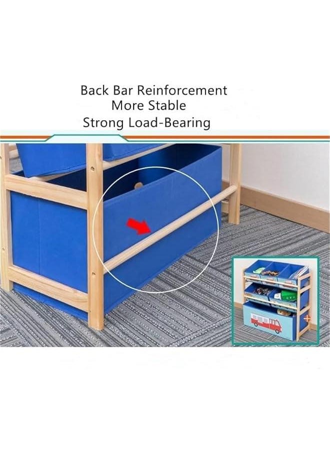 HOOKOR Kids Toy Organizer with Storage Bins, 3 Tier Solid Wood Toy Storage Cabinet for Playroom, Nursery and Kids Room Boys Girls Girls,Toy Box Storage(Blue)  - Image 3