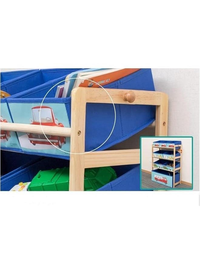 HOOKOR Kids Toy Organizer with Storage Bins, 3 Tier Solid Wood Toy Storage Cabinet for Playroom, Nursery and Kids Room Boys Girls Girls,Toy Box Storage(Blue)  - Image 4