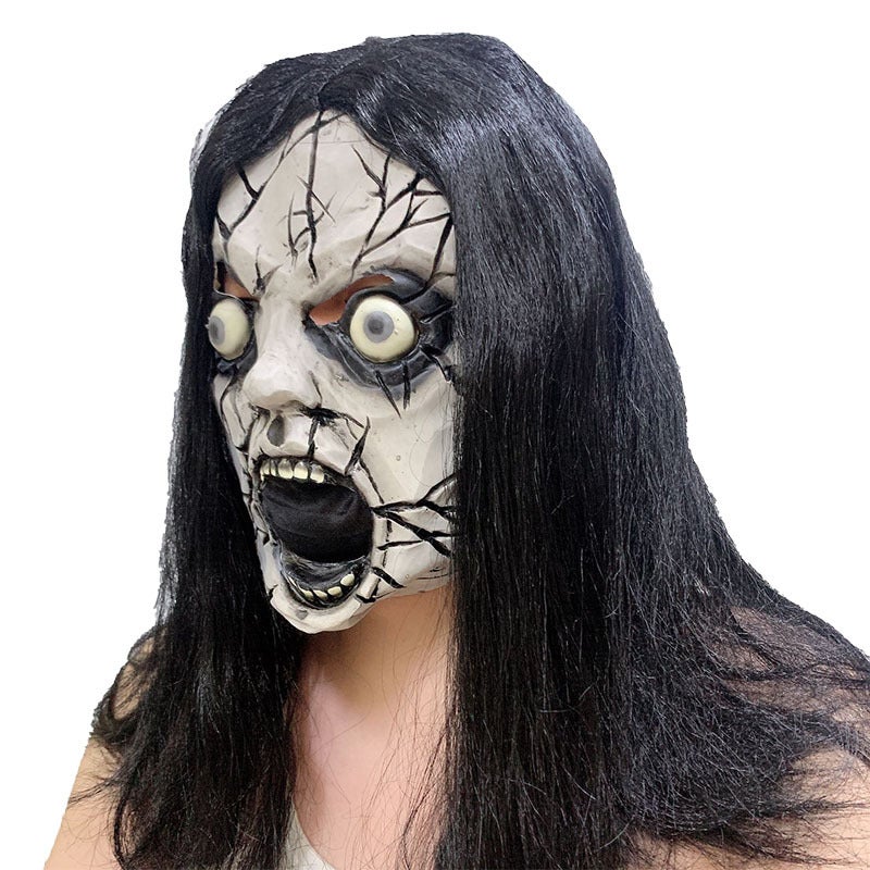 Zombie Mask Scary Scream Female Ghost Mask with Long Hair Devil Horror Latex Full Head Mask Halloween Cosplay Costume Props for Adults - Image 2