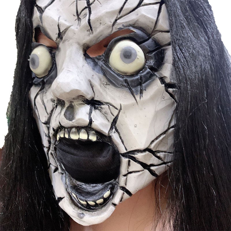 Zombie Mask Scary Scream Female Ghost Mask with Long Hair Devil Horror Latex Full Head Mask Halloween Cosplay Costume Props for Adults - Image 5