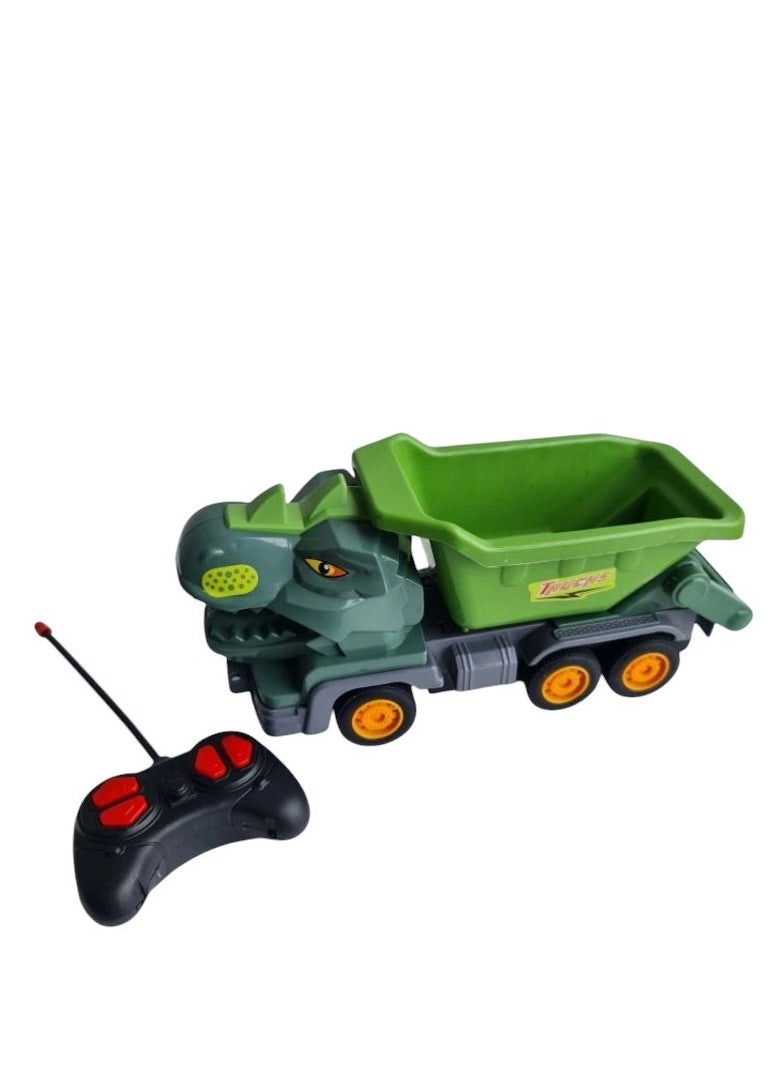 Rally Remote Control Dinosaur Car Toy - Dinosaur Construction Dump Truck, Battery Operated, Perfect for Dinosaur and Car Toy Lovers 