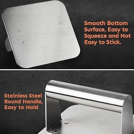 GLOWICK Burger Press Stainless Steel Burger Smasher with Heat Resistant Handle Ideal for Smashed Burgers Sandwiches Panini Bacon Press 1 pcs - Image 3