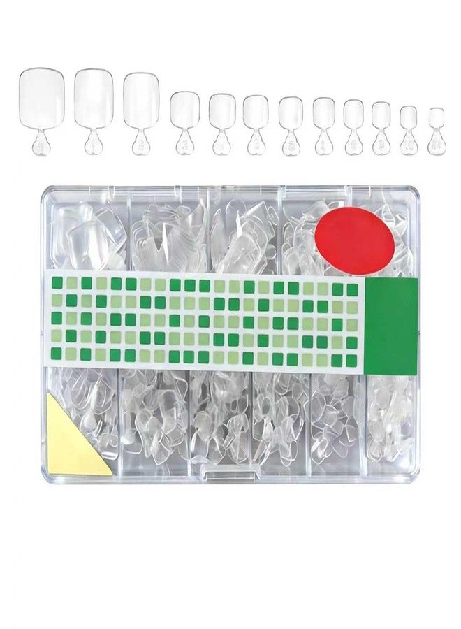 LJYBoBin 500Pcs Nail Tips Press on Nails Short,Pre-Shaped Clear Full Cover Etch Gel Fake Nails,Short Almond Nail Tips Clear Acrylic Press on Nails Extension for Girls Women Nail Art Design - Image 1