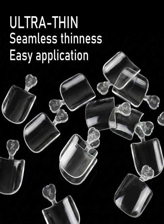 LJYBoBin 500Pcs Nail Tips Press on Nails Short,Pre-Shaped Clear Full Cover Etch Gel Fake Nails,Short Almond Nail Tips Clear Acrylic Press on Nails Extension for Girls Women Nail Art Design - Image 4