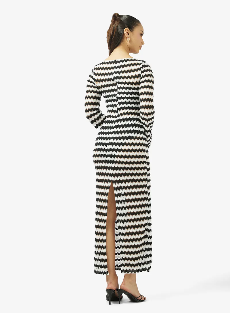 Ginger Monochrome Chevron Bodycon Dress