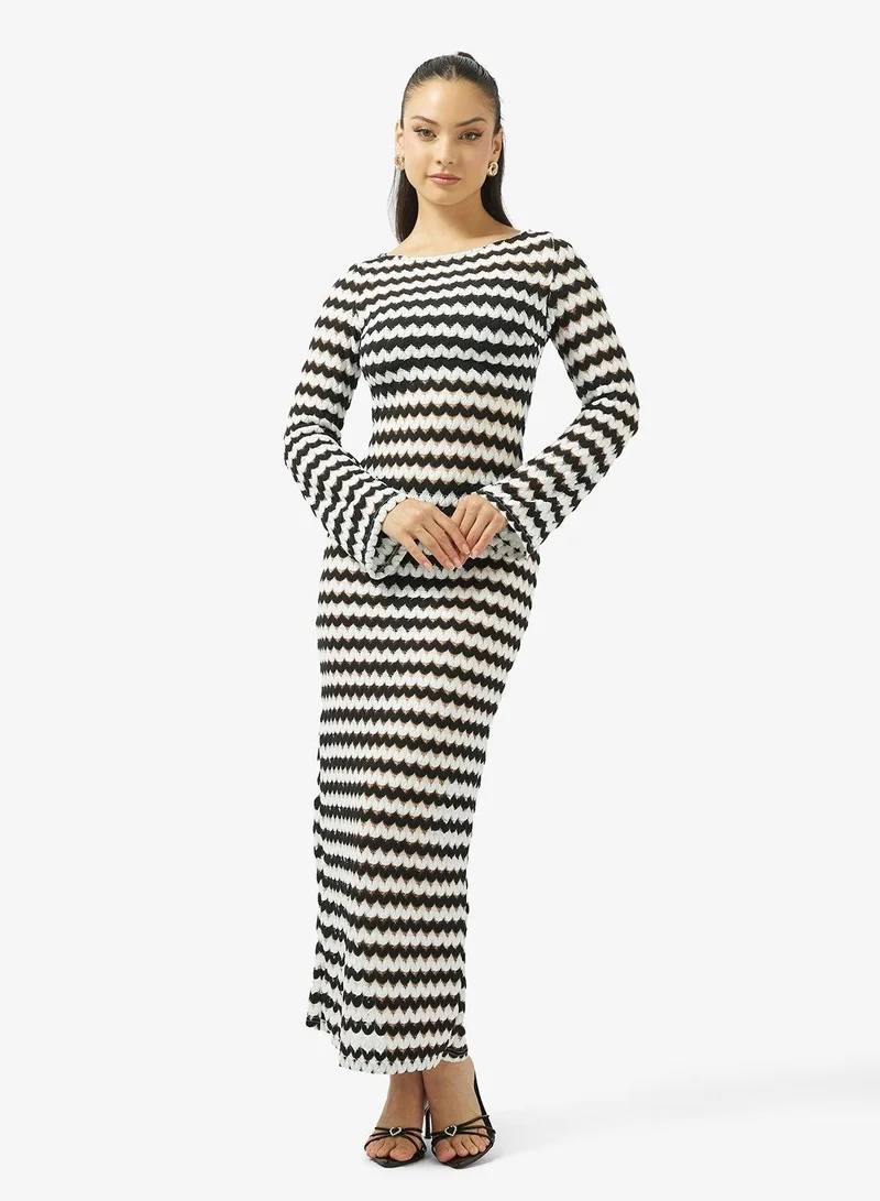 Ginger Monochrome Chevron Bodycon Dress