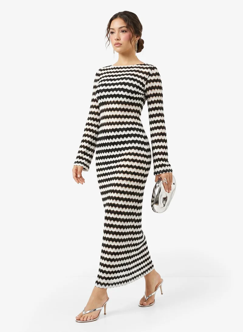 Ginger Monochrome Chevron Bodycon Dress