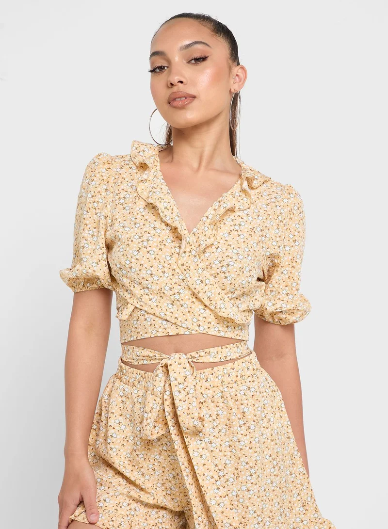 Ginger Co-Ord Ruffle Top And Short Set