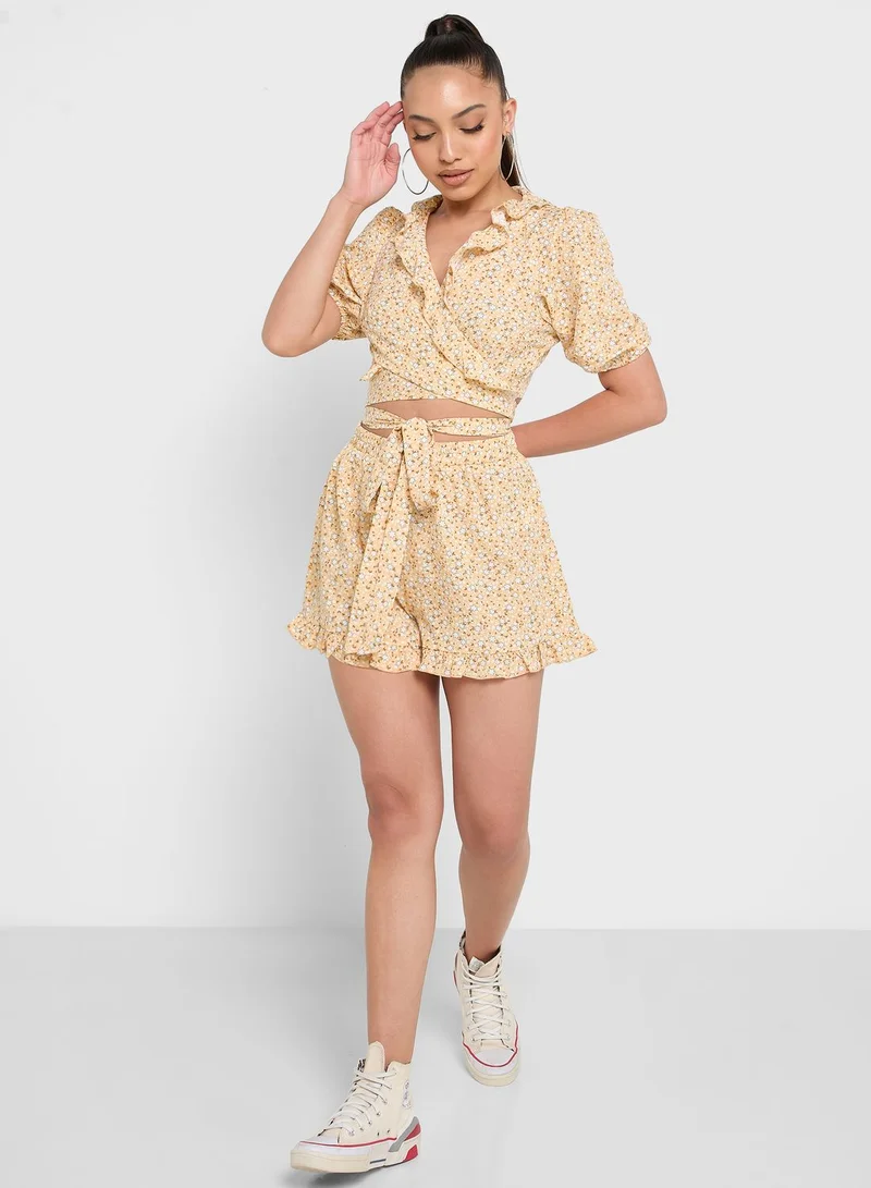 Ginger Co-Ord Ruffle Top And Short Set