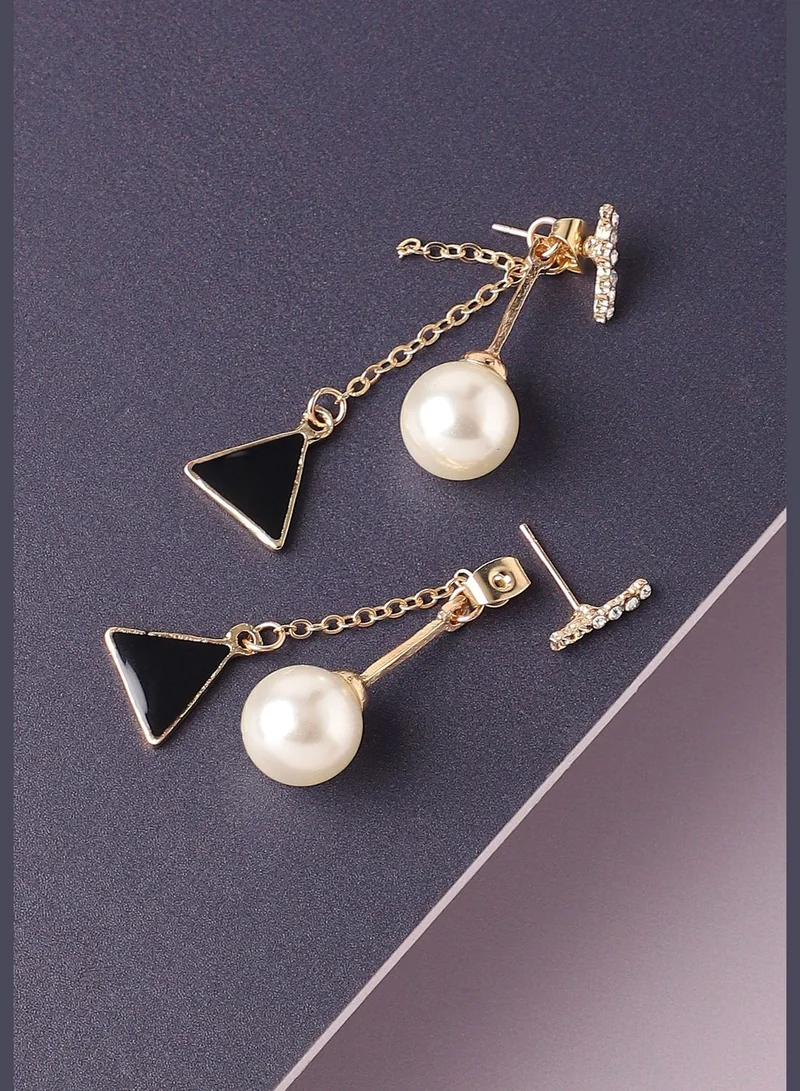 SOHI Gold Plated Pearls Casual Drop Earring For Women