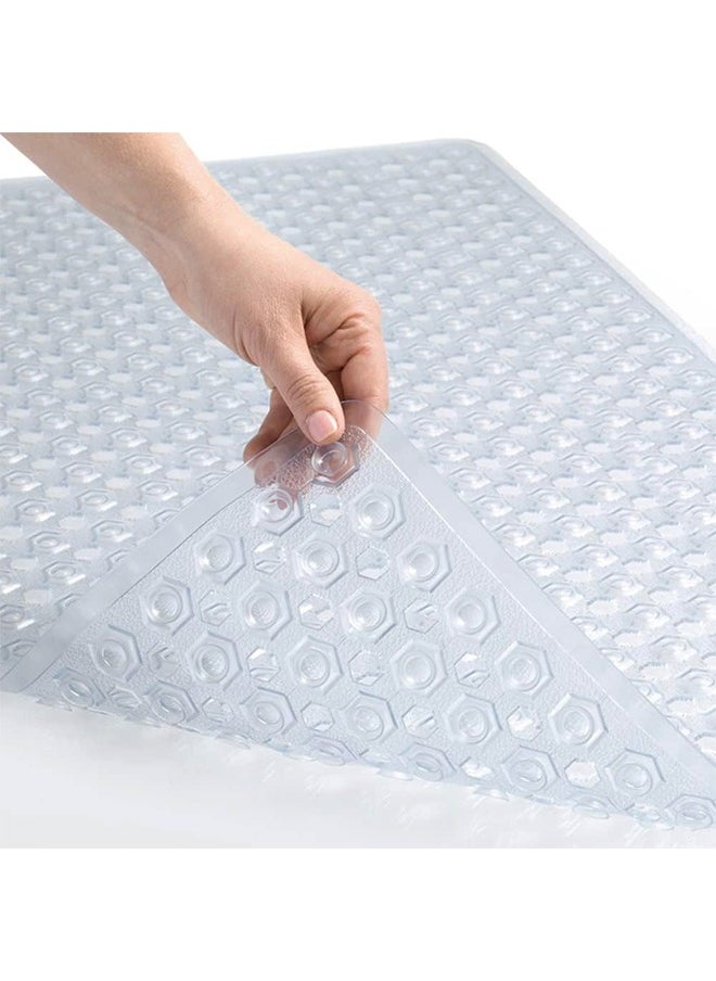 Generic Shower Safety Bath Tub Shower Mat, 35" x 16" Non-Slip and Washable Bathtub Floor Mats, Suction Cups and Drain Holes to Keep Tubs Clean, Clear  - Image 1