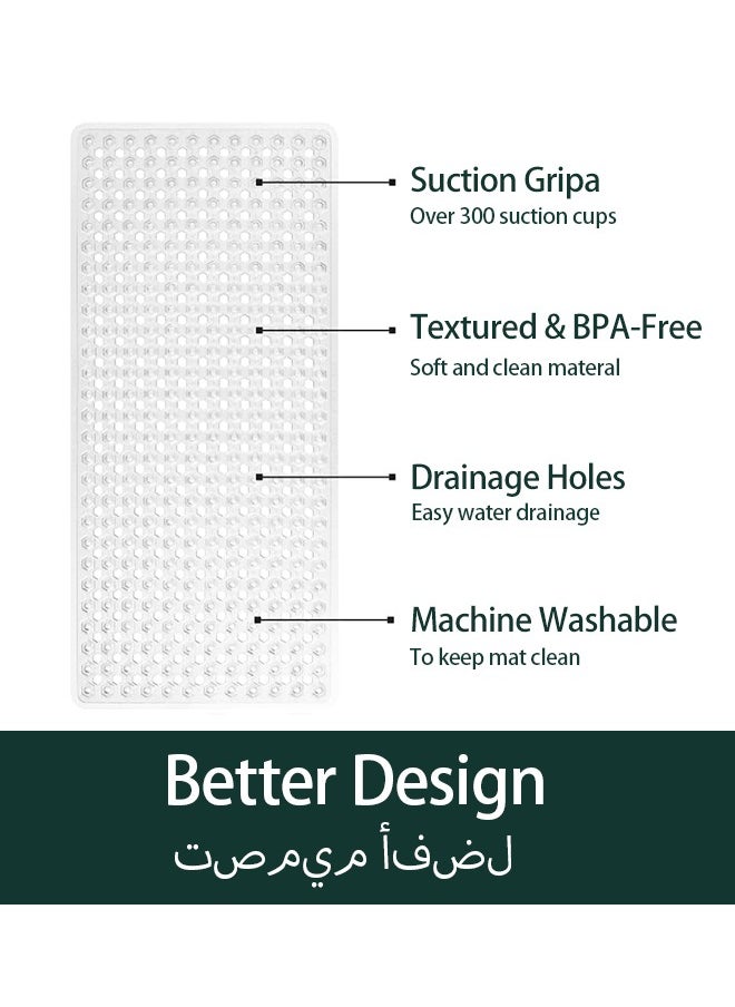 Generic Shower Safety Bath Tub Shower Mat, 35" x 16" Non-Slip and Washable Bathtub Floor Mats, Suction Cups and Drain Holes to Keep Tubs Clean, Clear  - Image 2