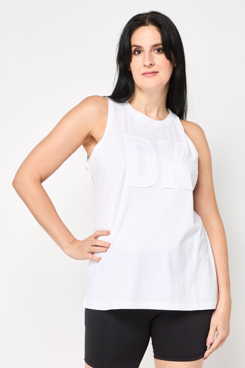 DKNY Women Sportswear Fit Sleeveless Training Tank Top, White - Image 1