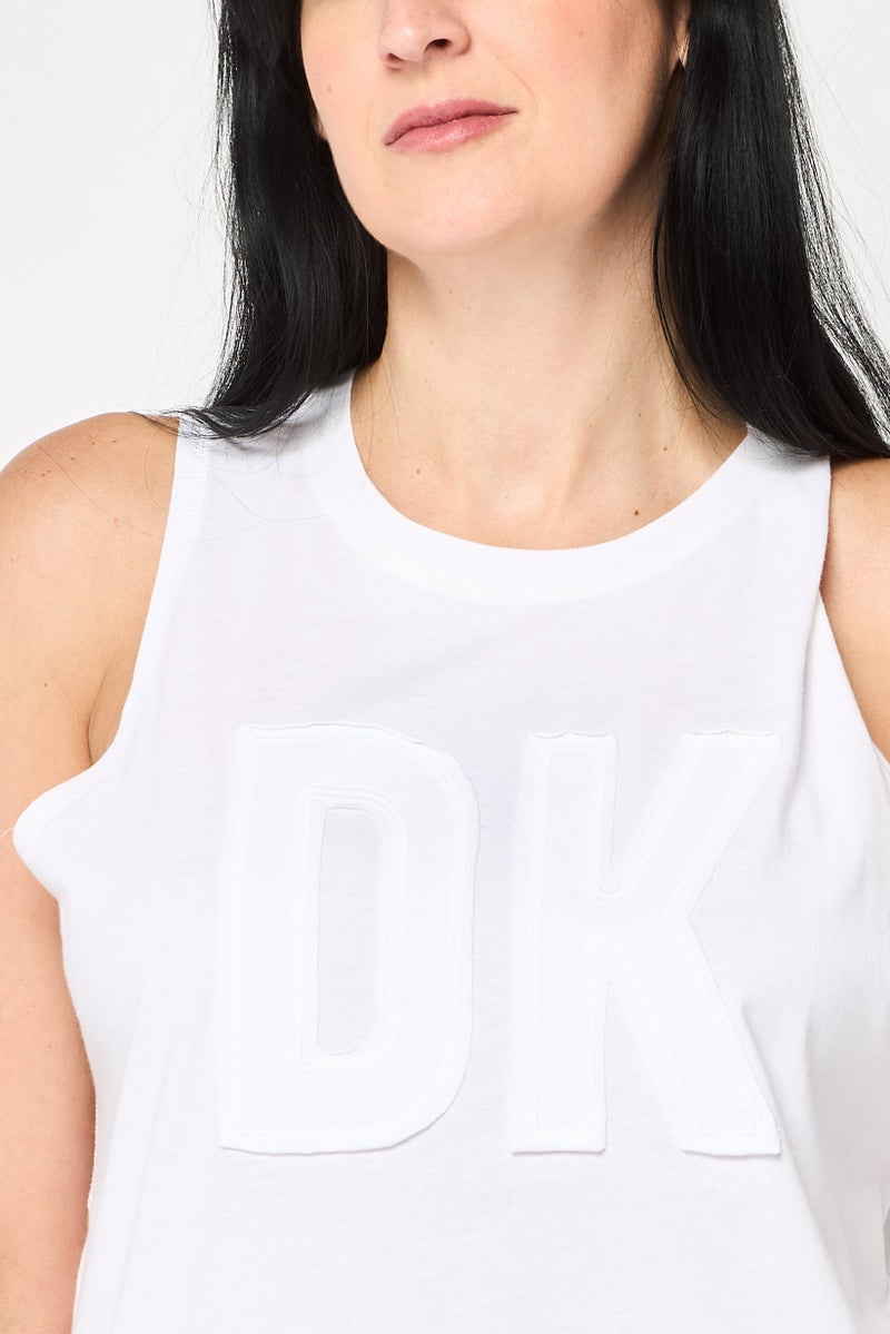 DKNY Women Sportswear Fit Sleeveless Training Tank Top, White - Image 3