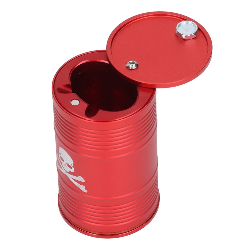 Cigarette Cylinder Ashtray Aluminum Alloy Heat Resistant Portable Car Ashtray for Automobile Red - Image 2