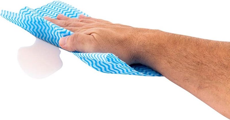 Restaurantware RW Clean 236 x 118 Inch Reusable Cleaning Cloths 100 Wipes AllPurpose Dish Wipes Durable MachineWashable Blue Viscose Disposable Cloths PreCut Rectangle - Image 1