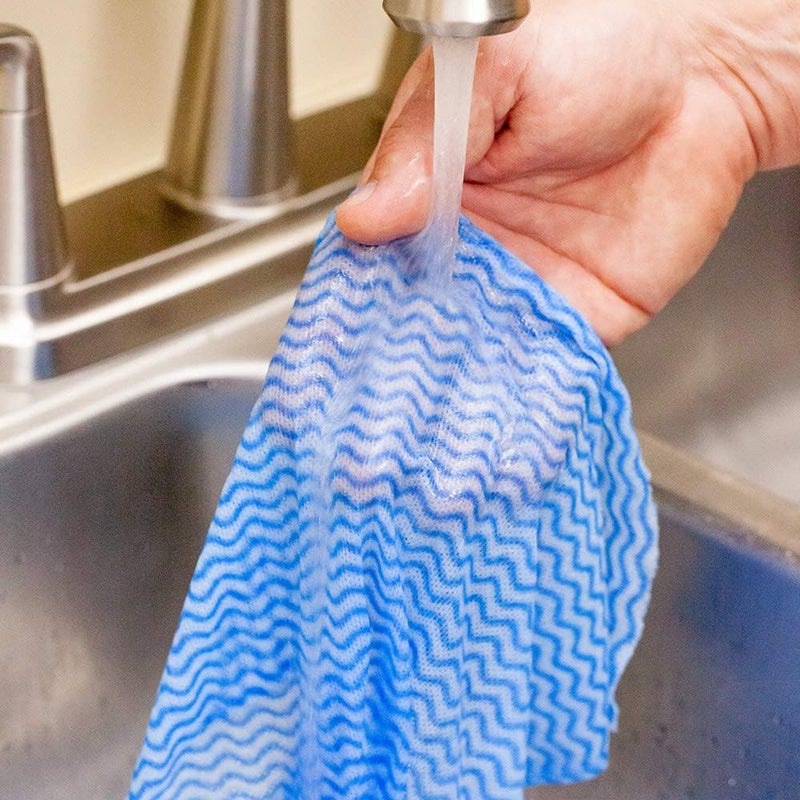 Restaurantware RW Clean 236 x 118 Inch Reusable Cleaning Cloths 100 Wipes AllPurpose Dish Wipes Durable MachineWashable Blue Viscose Disposable Cloths PreCut Rectangle - Image 3