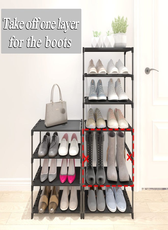 Hockmez 4-Tier Small Shoe Rack .Stackable Shoe Shelf Storage Organizer for Entryway Hallway Closet Bathroom Living Room (Black) - Image 4