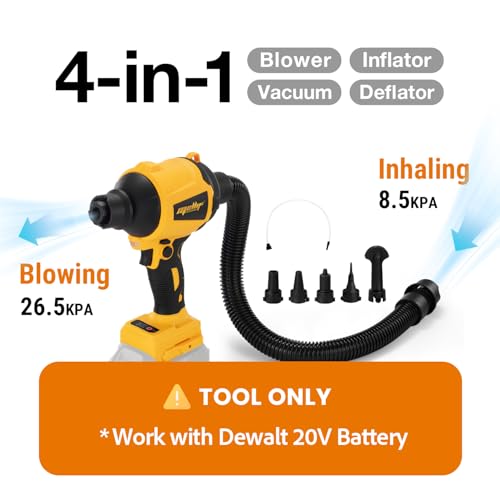 Mellif Cordless Compressed Air Duster & Blower Compatible with dewalt 20V MAX Battery (Tool Only), Brushless Motor, 3-Speed Adjustable, 50,000 RPM, LED Light, Portable Inflatable Pump for Cleaning, Camping - Image 3