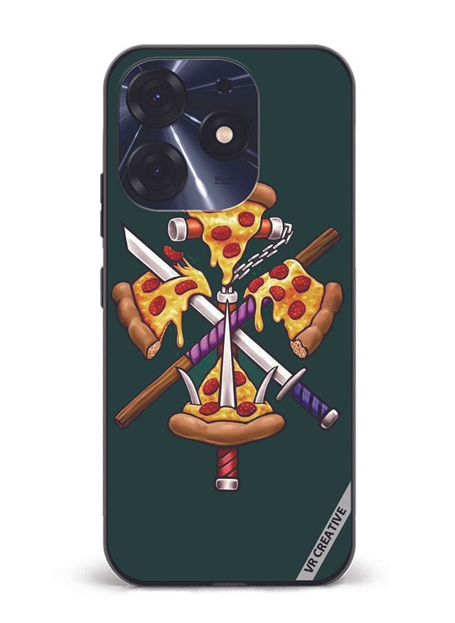 Protective Case Cover For Tecno Spark 10 Pro Pizza Sword Design Multicolour