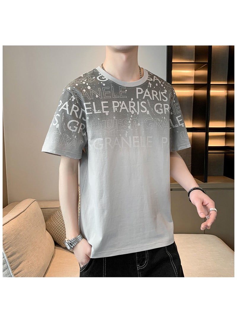 Large Size Fashionable Men's Printed Casual Round Neck T-shirt  - Image 1