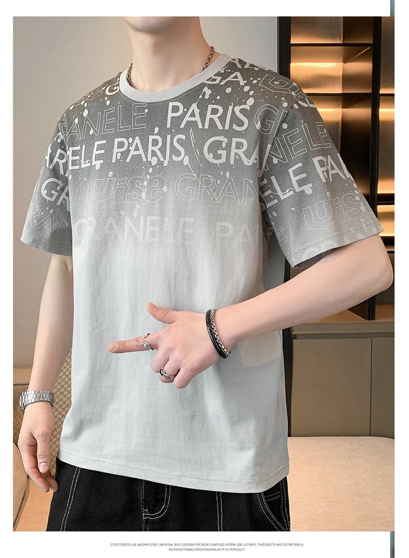 Large Size Fashionable Men's Printed Casual Round Neck T-shirt  - Image 2