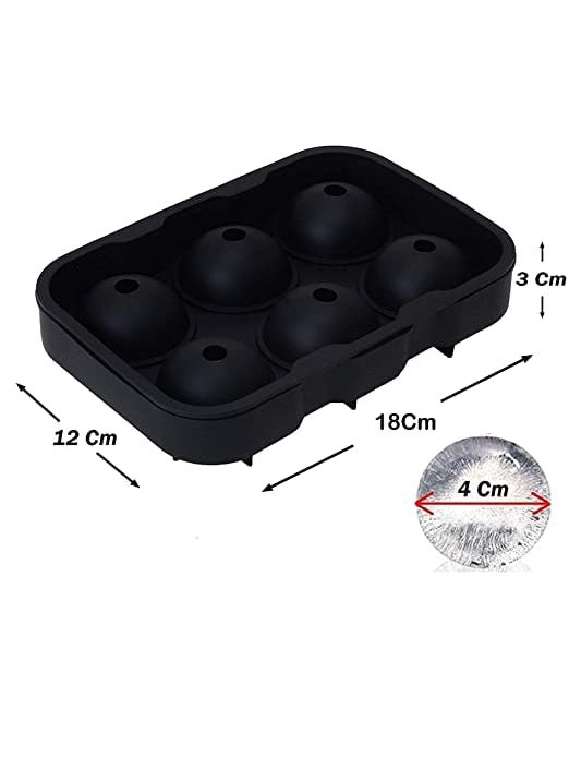 CLOUDTAB - CLOUDTAB Silicon 6 Round Ice Ball Cube Mold Tray with lid Reusable Ice Ball Mold Tray Whiskey Cocktails Bourbon for Mojitos or Frozen Lemonade etc use Ice Ball Maker Pack of 2 Multicolor - Image 1