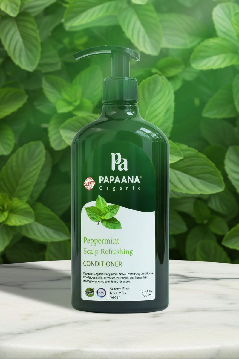 Papaana Organic Peppermint Scalp Refreshing Conditioner with Shea Butter – 400ml, Refreshing & Soothing Treatment for Healthy Scalp with Shea Butter & Peppermint Scalp Refreshing Shampoo with Shea Butter – 400ml, Refreshing & Soothing Treatment for Healthy Scalp with Shea ButterBundle - Image 2