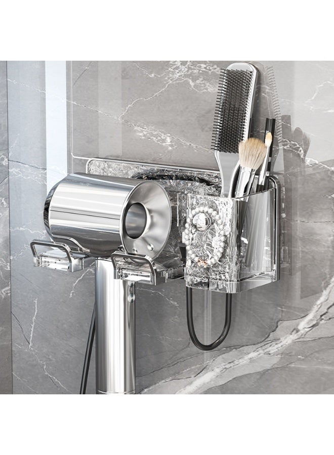 TaiRan 1 Piece Hair Dryer Storage Rack, Non Perforated Wall Mounted Holder, Space Saving Hair Dryer Cylinder Bracket for Home Bathroom Toilet - Image 1
