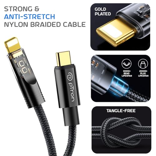pTron Solero 30W Type-C to 8 Pin iOS Device Fast Charging Cable, Compatible with Iphone 14, 14 Pro, 14 Pro Max, 14 Plus, 13, 13 Pro, 13 Pro Max, 13 Mini,12,12 Pro, Unbreakable Nylon Braid (1M, Black) - Image 5