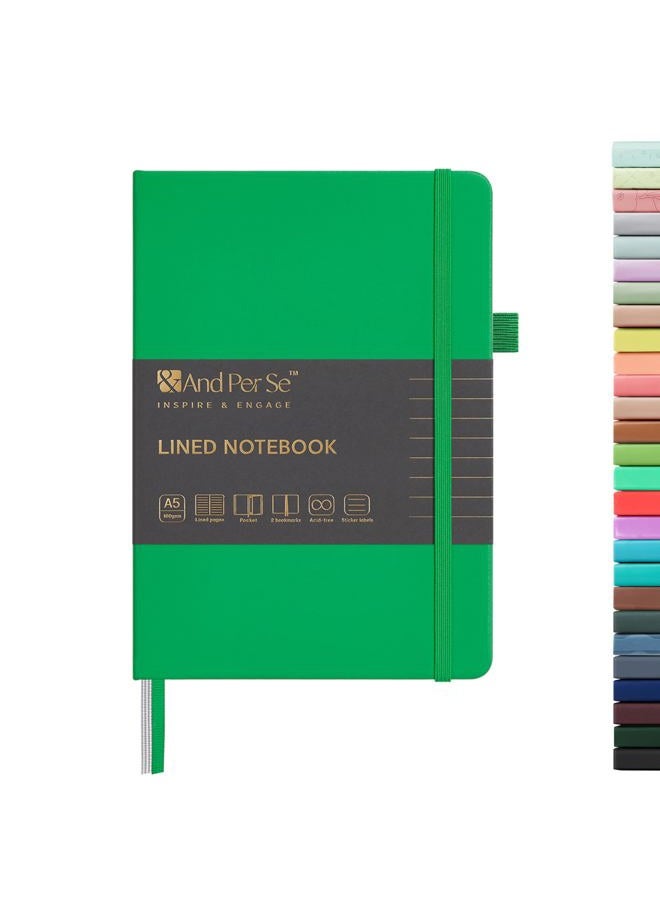 &And Per Se Ruled Journal Notebook, 160 Pages, A5 5.7 x 8 Inch College Lined Thick Paper Notebook Hardcover Notebooks for Women Men Office School (1 Pack, Emerald) - Image 1