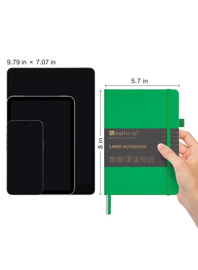 &And Per Se Ruled Journal Notebook, 160 Pages, A5 5.7 x 8 Inch College Lined Thick Paper Notebook Hardcover Notebooks for Women Men Office School (1 Pack, Emerald) - Image 3