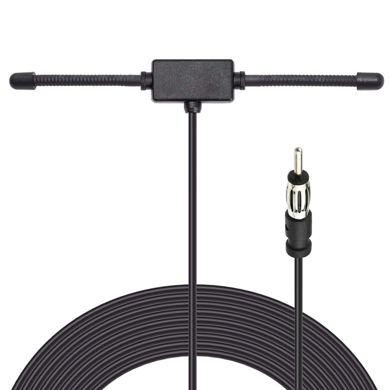 Bingfu Universal Car Stereo AM FM Dipole Antenna,Hidden Adhesive Mount AM FM Radio Antenna for Vehicle Car Truck SUV Radio Stereo Head Unit Receiver Tuner,10 feet Cable DIN Plug Connector - Image 1