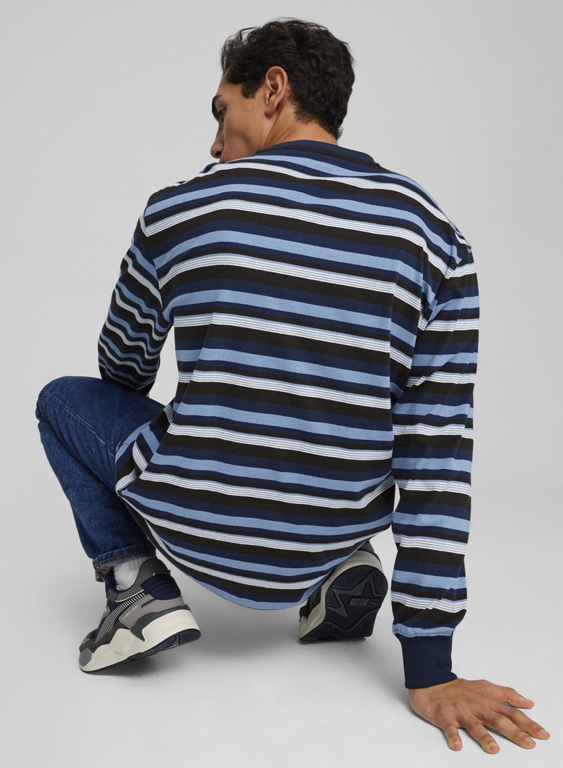 PUMA DOWNTOWN 180 Mens Blue Striped T-shirt - Image 5